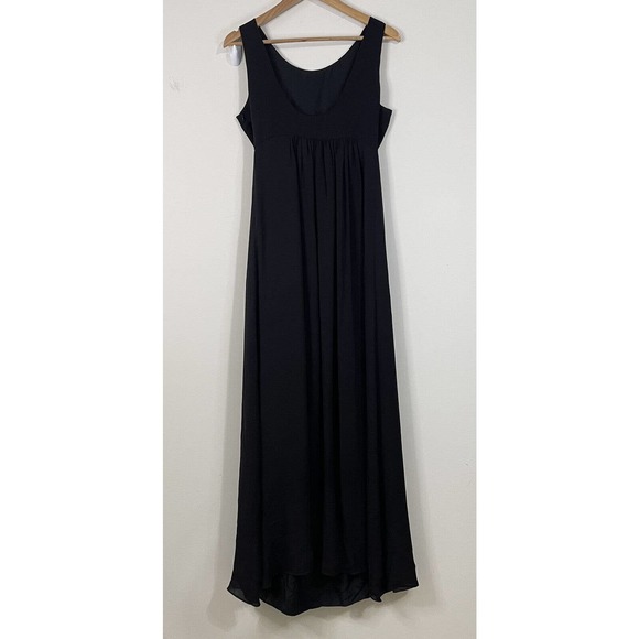Tibi Silk Beaded Neckline Maxi Dress Size 4 Black Chiffon Ruffle - Picture 9 of 14